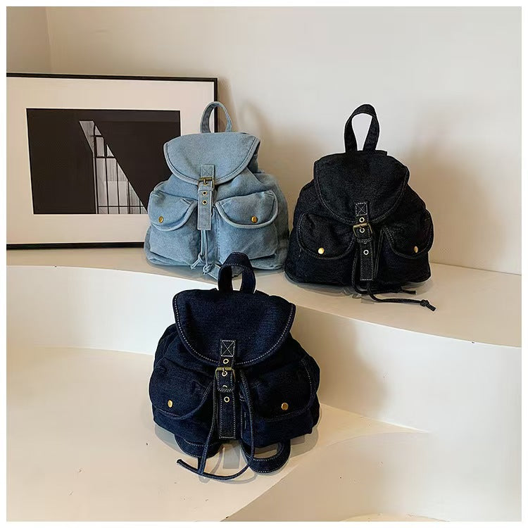 Cowboy backpack with multiple pockets and bucket bag E236