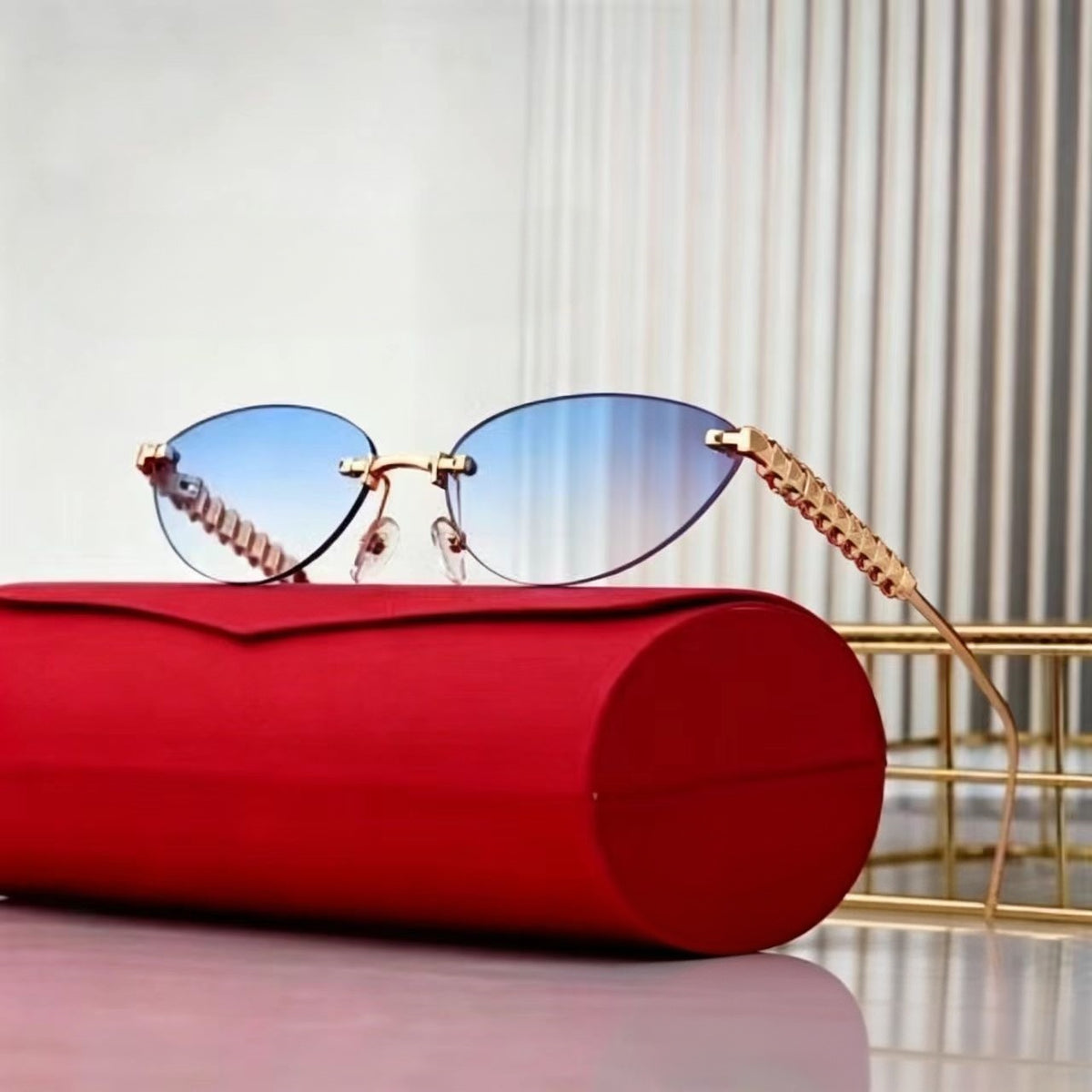 Borderless cat eyes popular sunglasses E1240