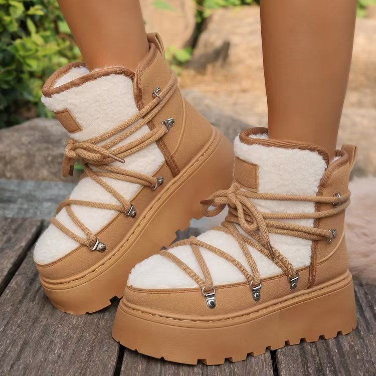 Thick soled cotton shoes with cross straps    E237