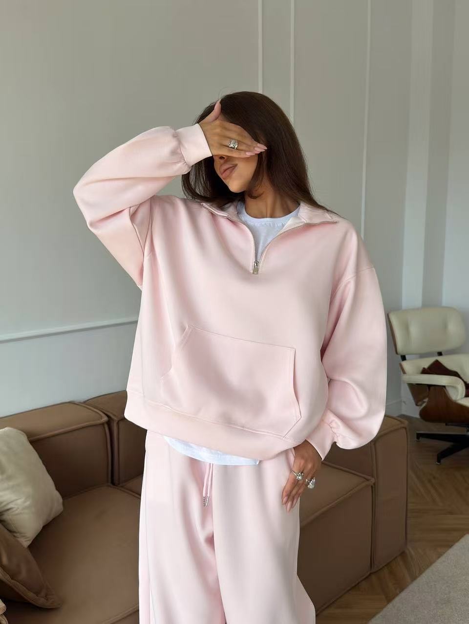 Casual loose long sleeved suit E1488