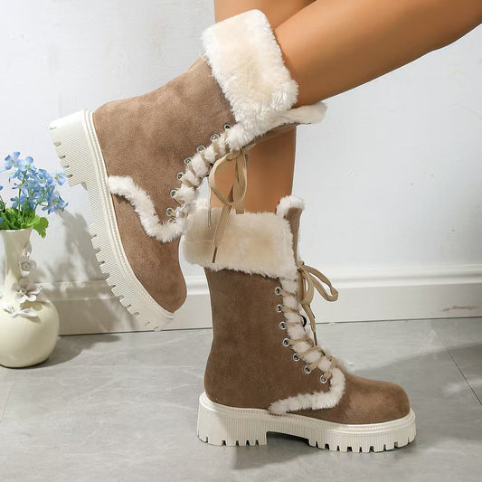 Thick soled suede snow boots for warmth  E101