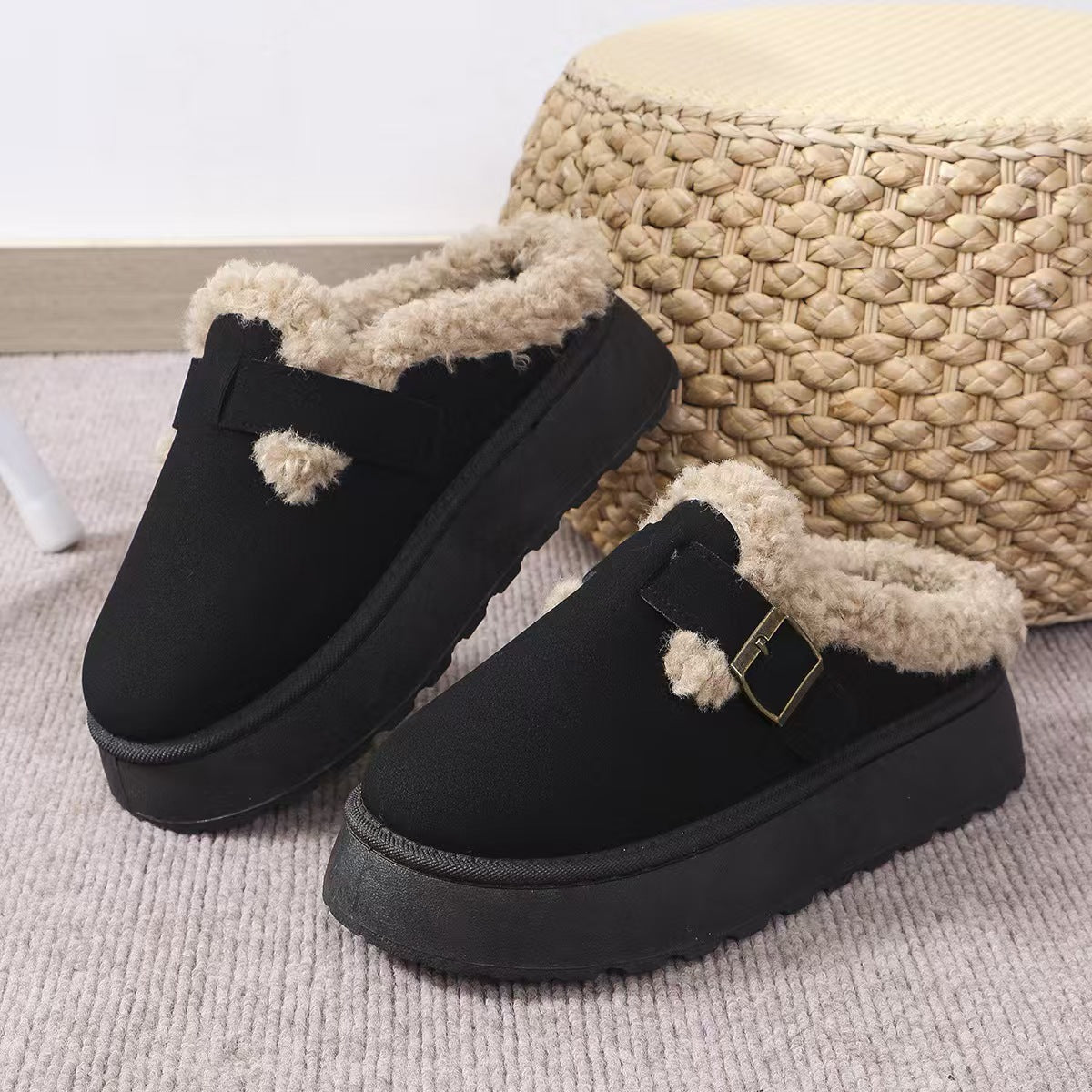 Plush warm casual cotton slippers  E110