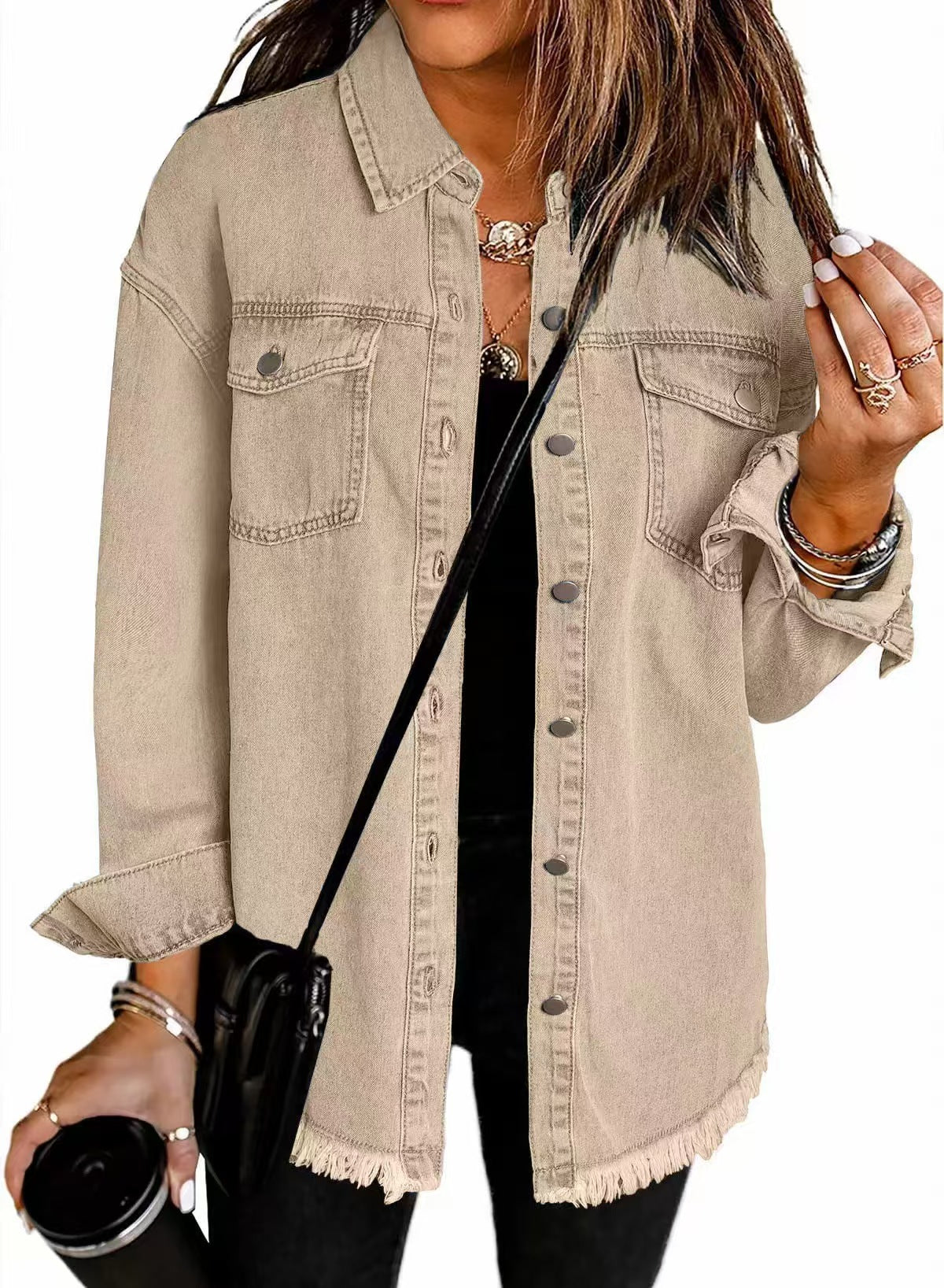 Coat button worn hem jacket  E610