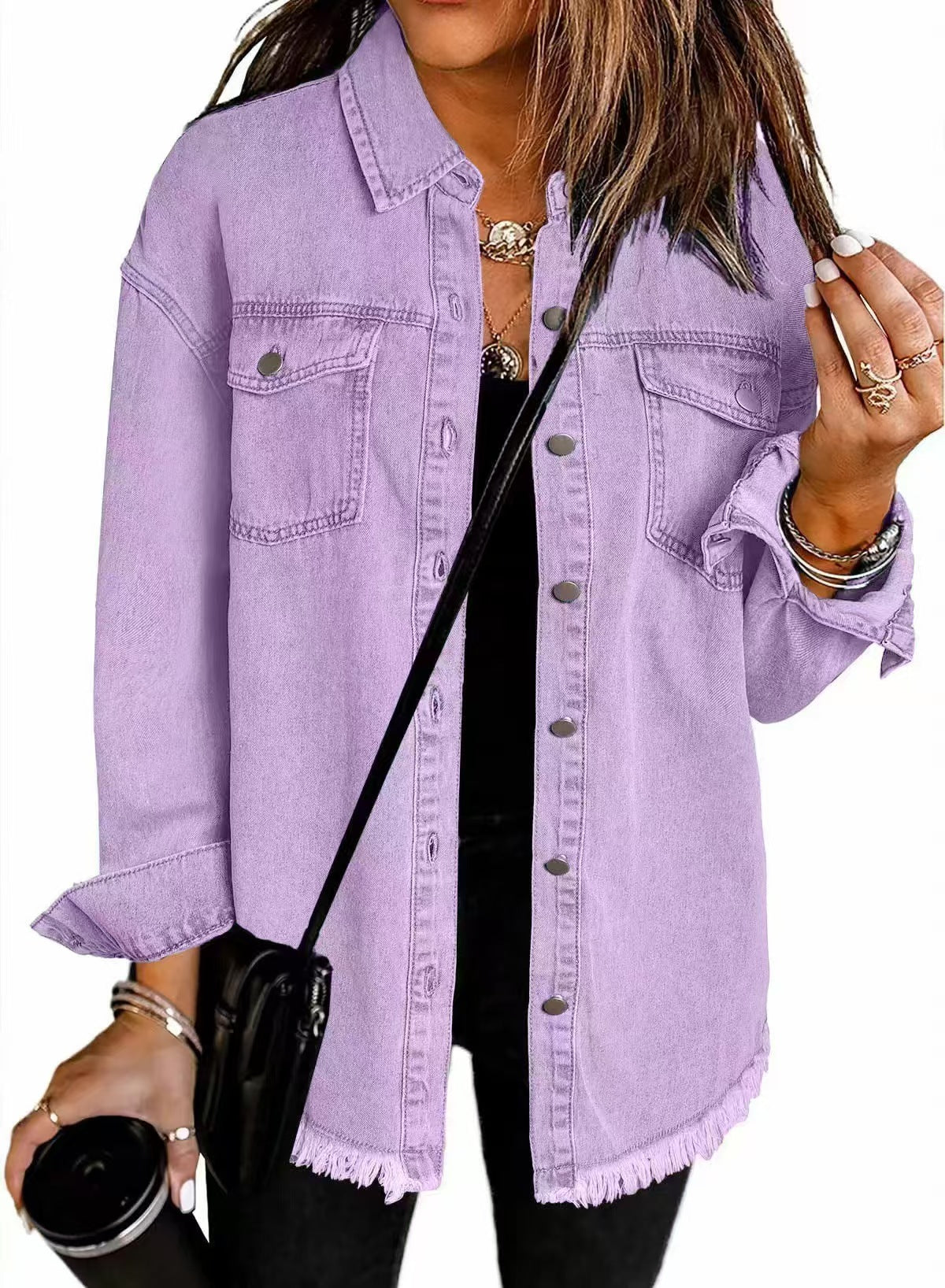 Coat button worn hem jacket  E610