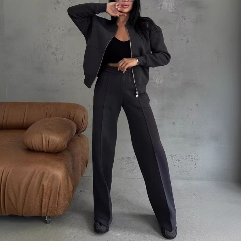 Zipper cardigan casual loose suit  E1445
