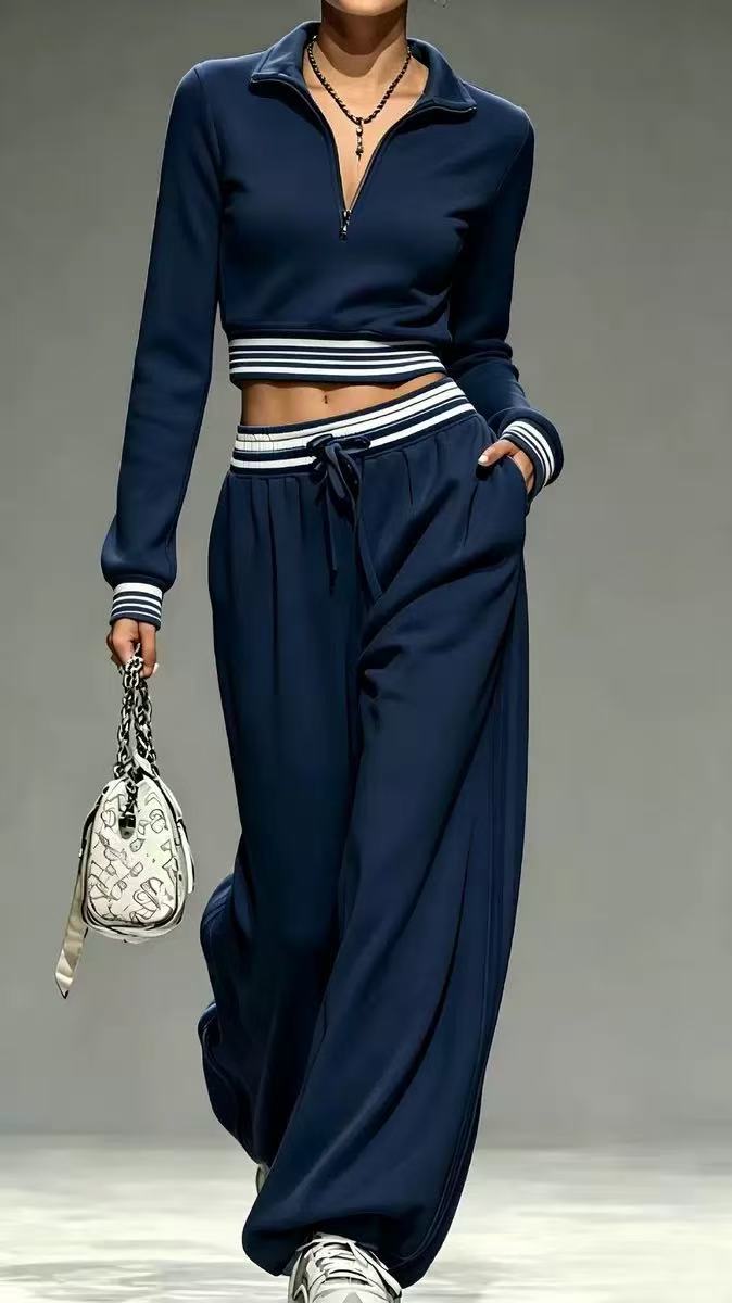 Leisure sports semi cardigan autumn set  E1451