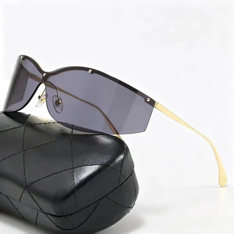 Retro integrated curved lens sunglasses  E1435