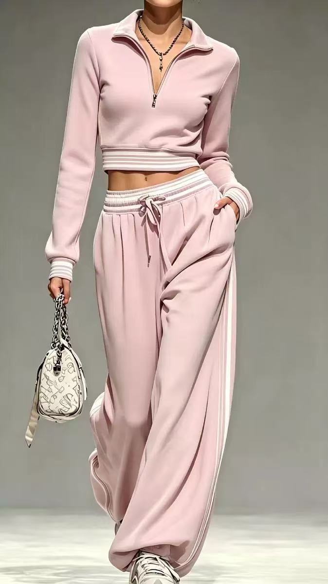 Leisure sports semi cardigan autumn set  E1451