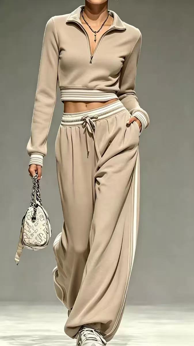 Leisure sports semi cardigan autumn set  E1451