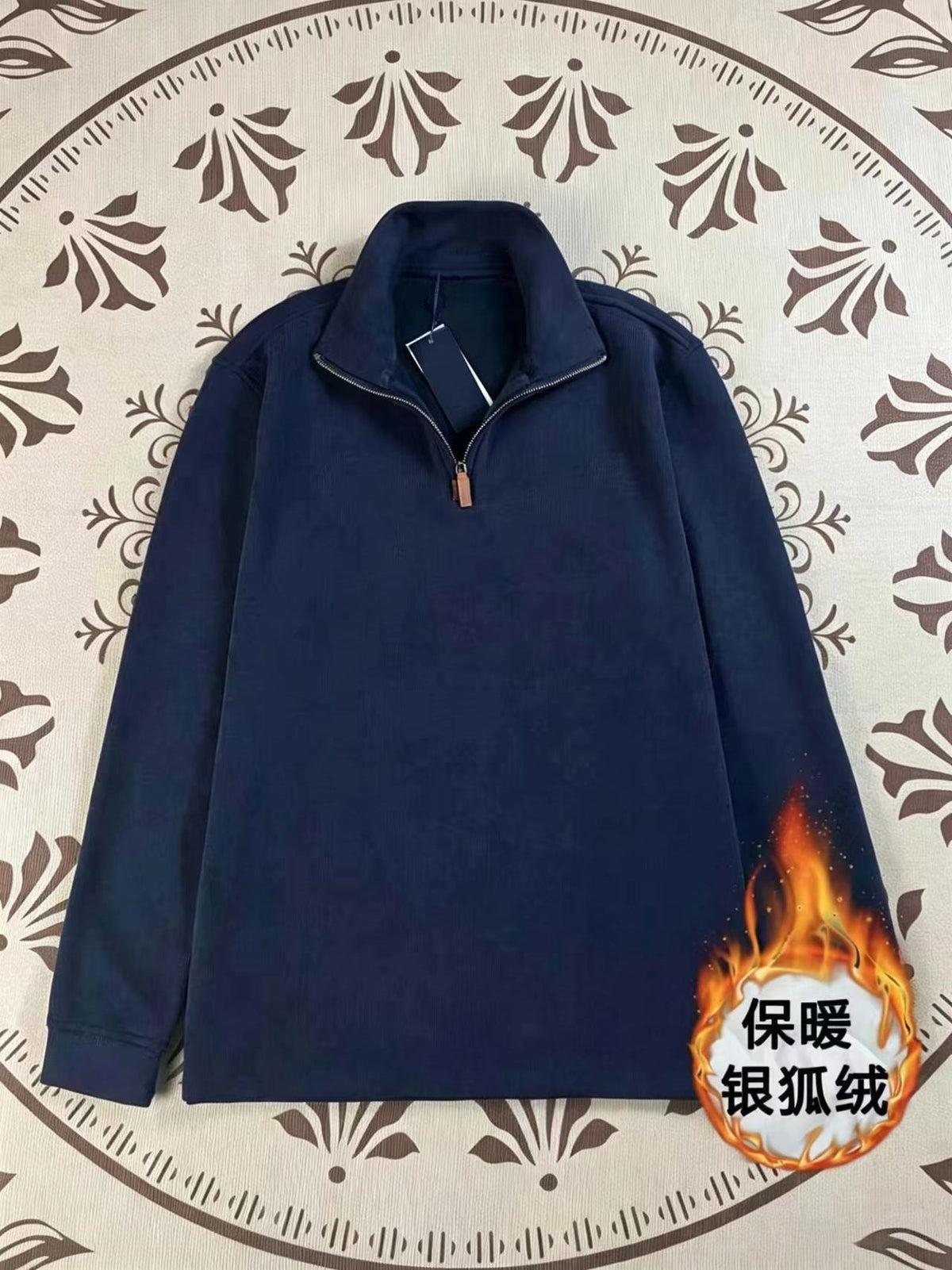 Half zip lapel retro loose hoodie  E753