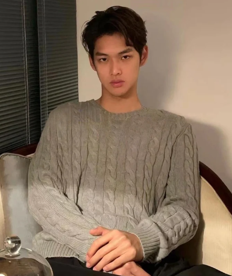 Men's knitted sweater with long sleeves and loose fit   E877