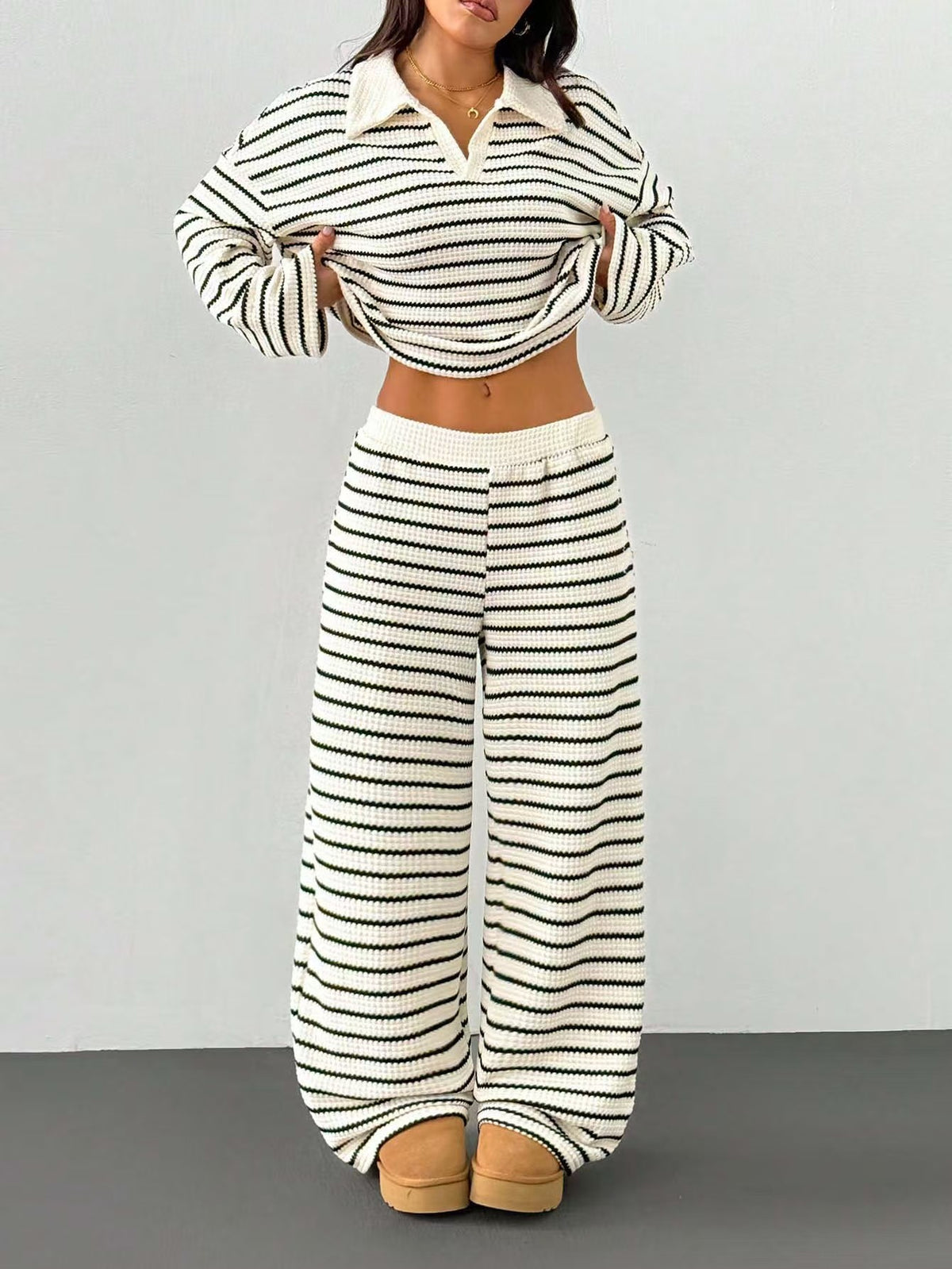 Casual loose striped suit  E1491