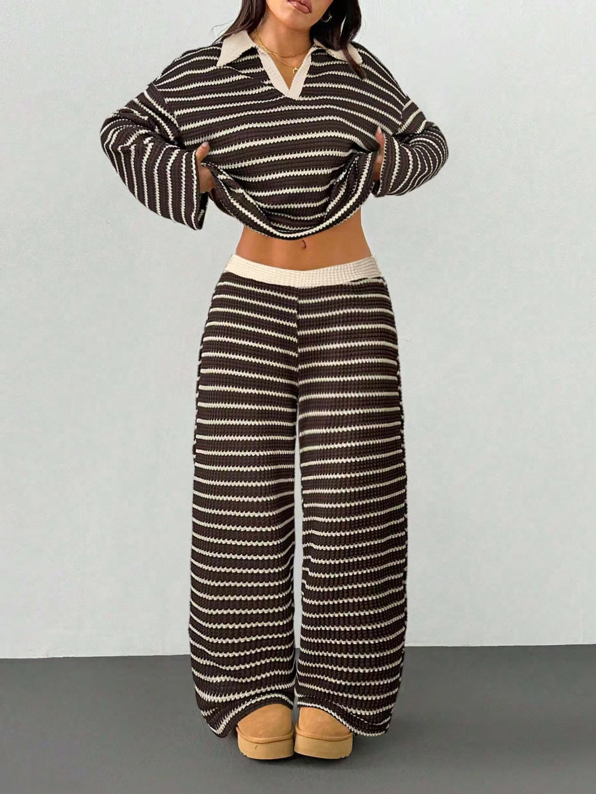 Casual loose striped suit  E1491