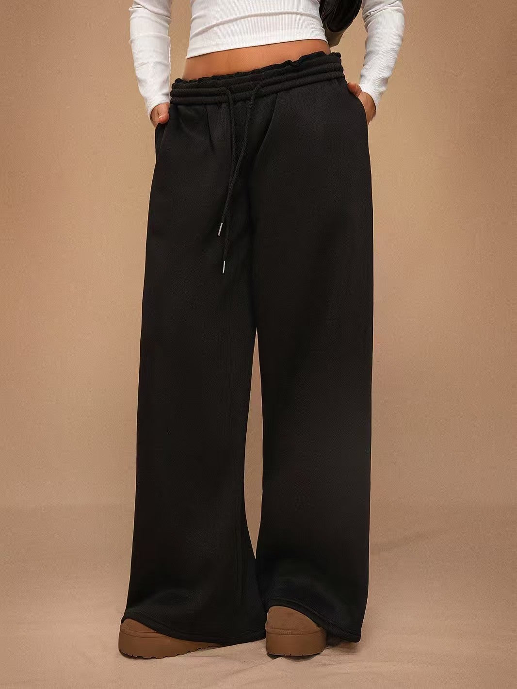Wide leg loose solid color pants  E1405