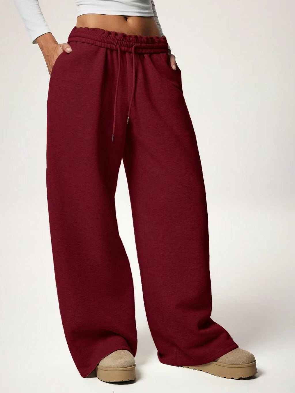 Wide leg loose solid color pants  E1405