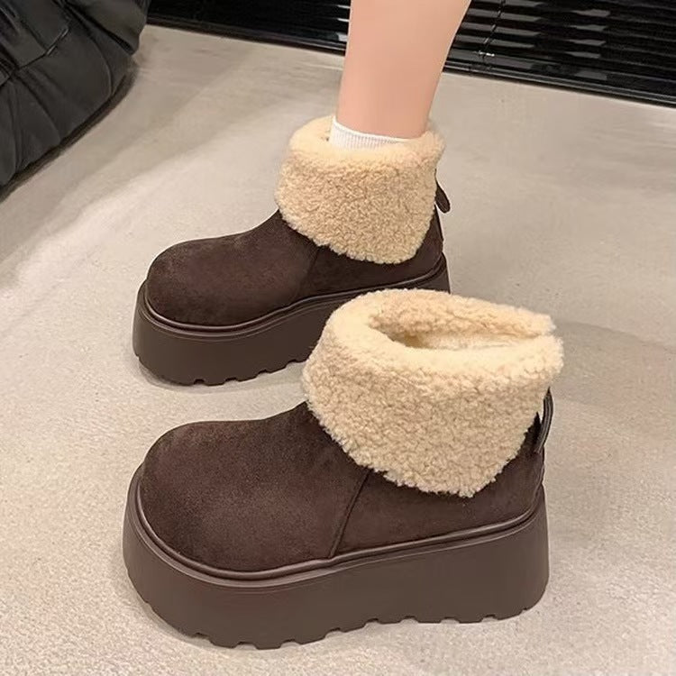 Mid tube plush warm casual cotton shoes  E286