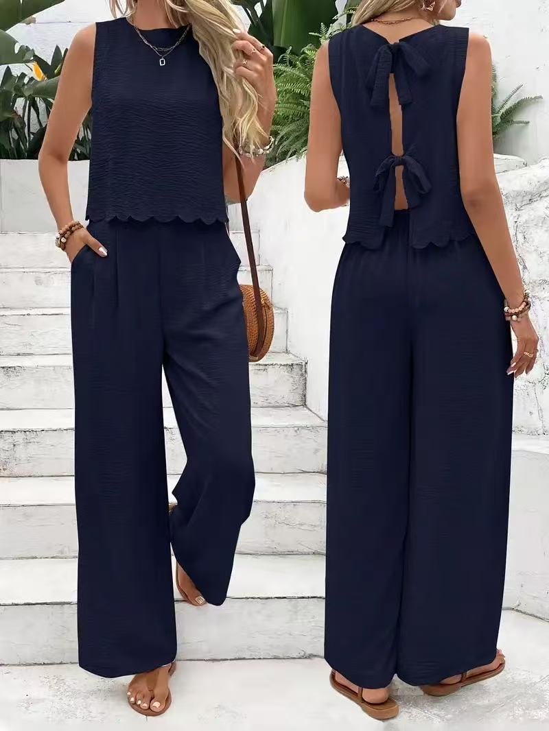 Sleeveless vest casual pants set  E1361
