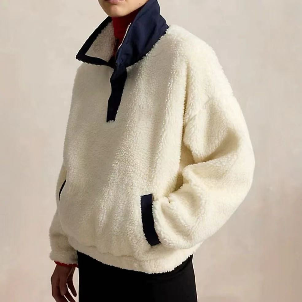Casual stand up collar half zip top  E1480