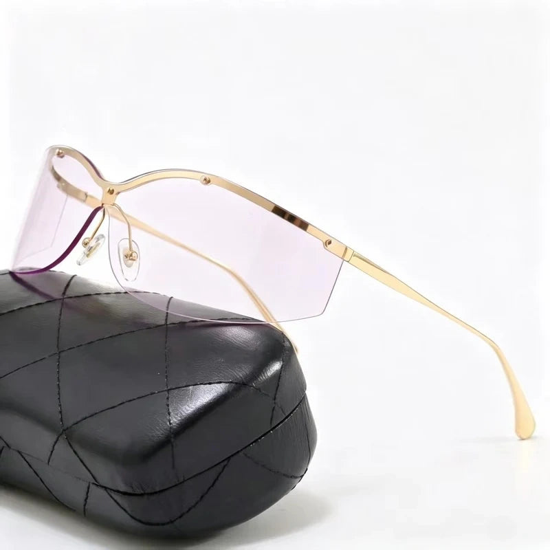 Retro integrated curved lens sunglasses  E1435