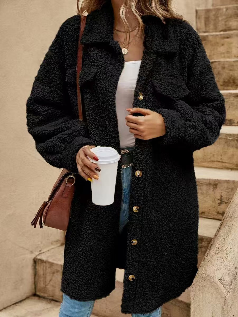 Popular loose plush coat long coat  E362