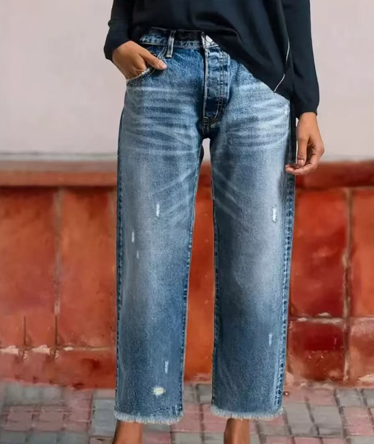 Wide leg loose casual denim pants E1347