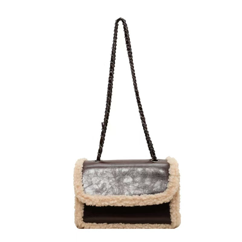 Diagonal single shoulder small square bag  E371