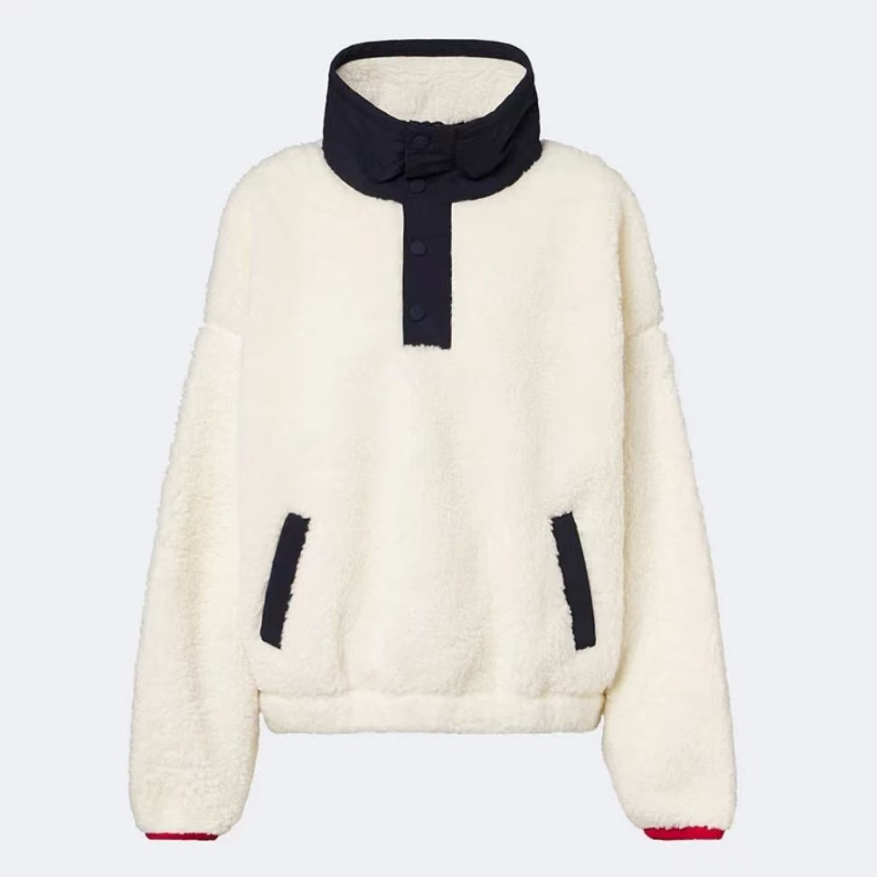 Casual stand up collar half zip top  E1480