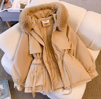 Winter Parker hooded jacket with drawstring coat  E358