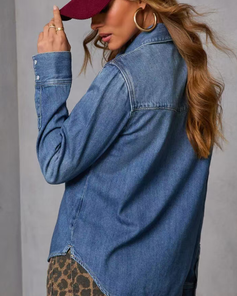 Personalized long sleeved denim shirt E1500