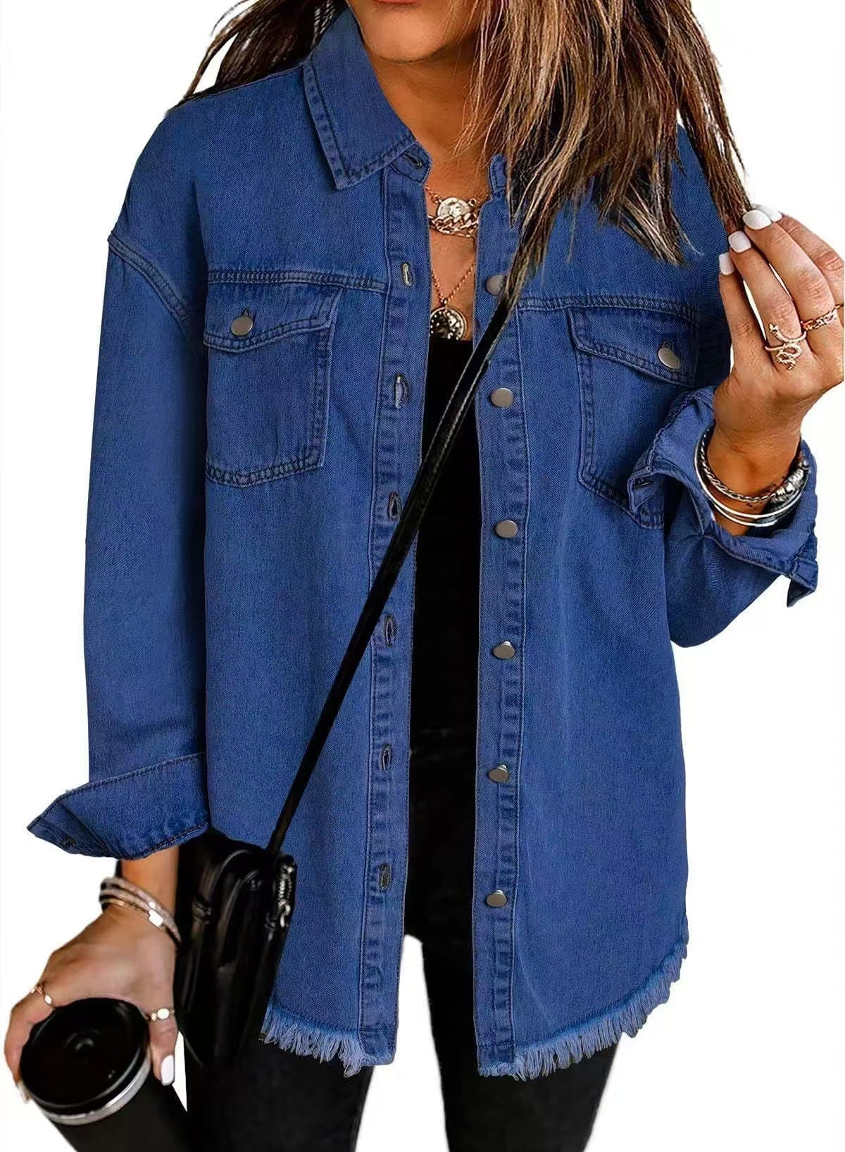 Coat button worn hem jacket  E610