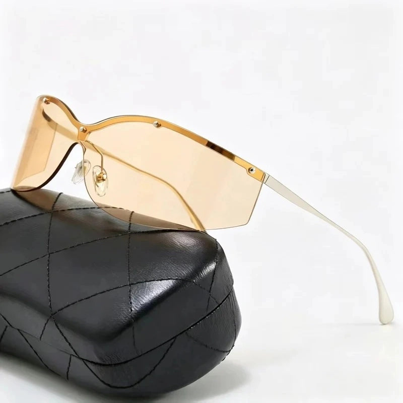 Retro integrated curved lens sunglasses  E1435