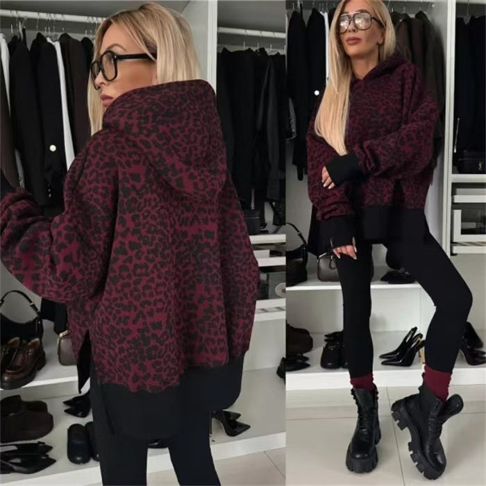 Solid color loose casual hooded sweatshirt set  E372