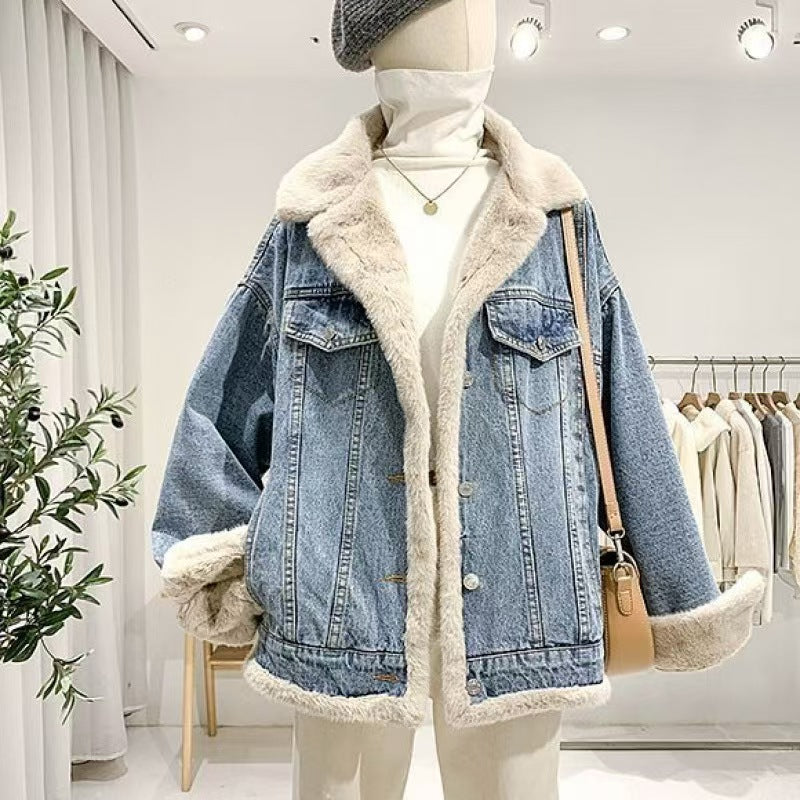 Thick casual loose warm jacket     E341