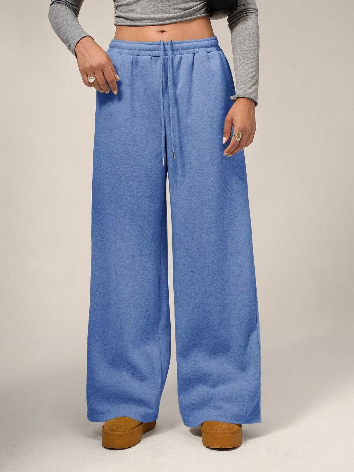 Wide leg loose solid color pants  E1405