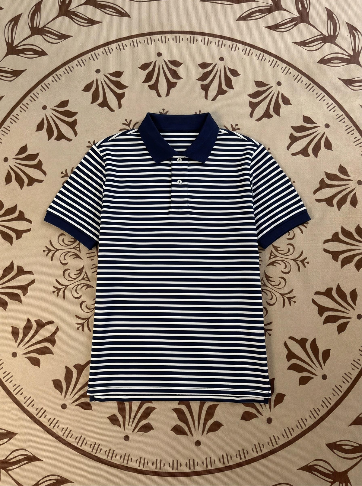 Collar striped short sleeved versatile  E1419