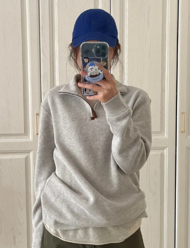 Popular half zip top with long sleeves  E783