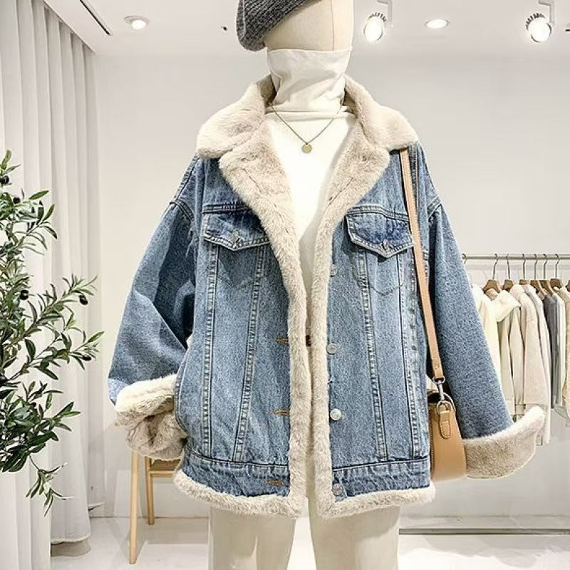 Thick casual loose warm jacket     E341