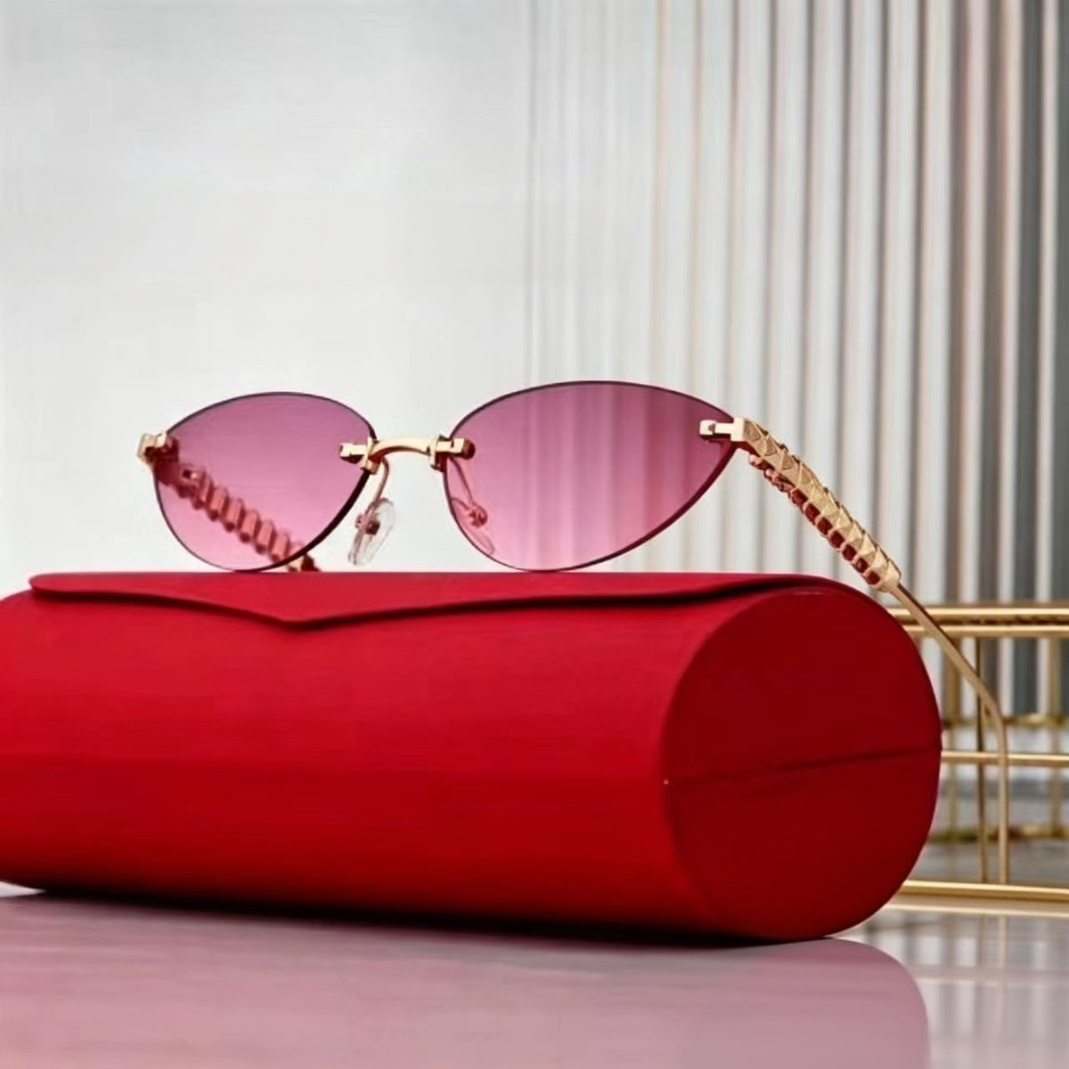 Borderless cat eyes popular sunglasses   E1240