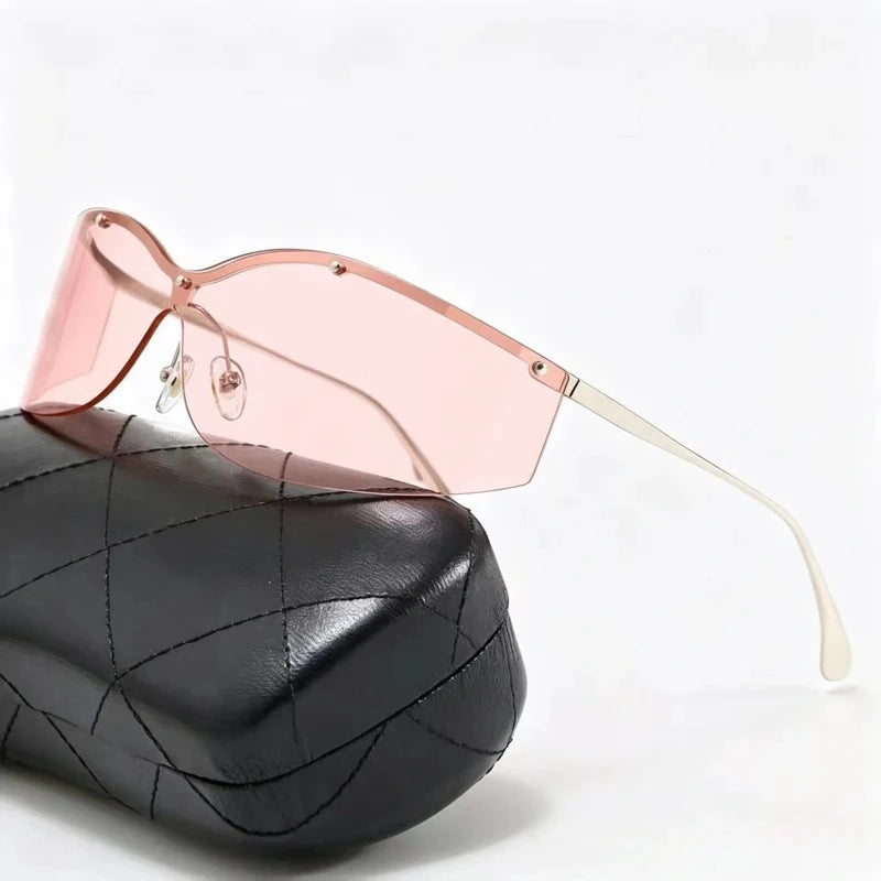 Retro integrated curved lens sunglasses  E1435