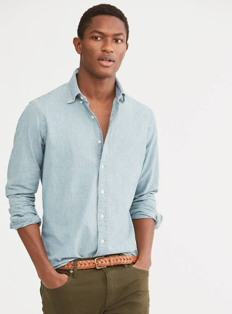 Retro denim long sleeved shirt E1453