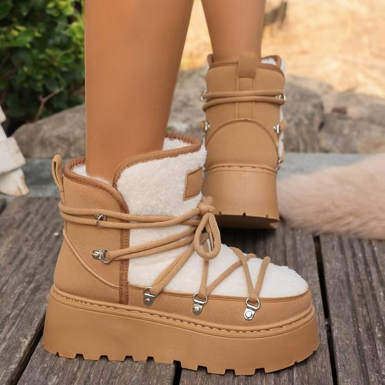 Thick soled cotton shoes with cross straps    E237