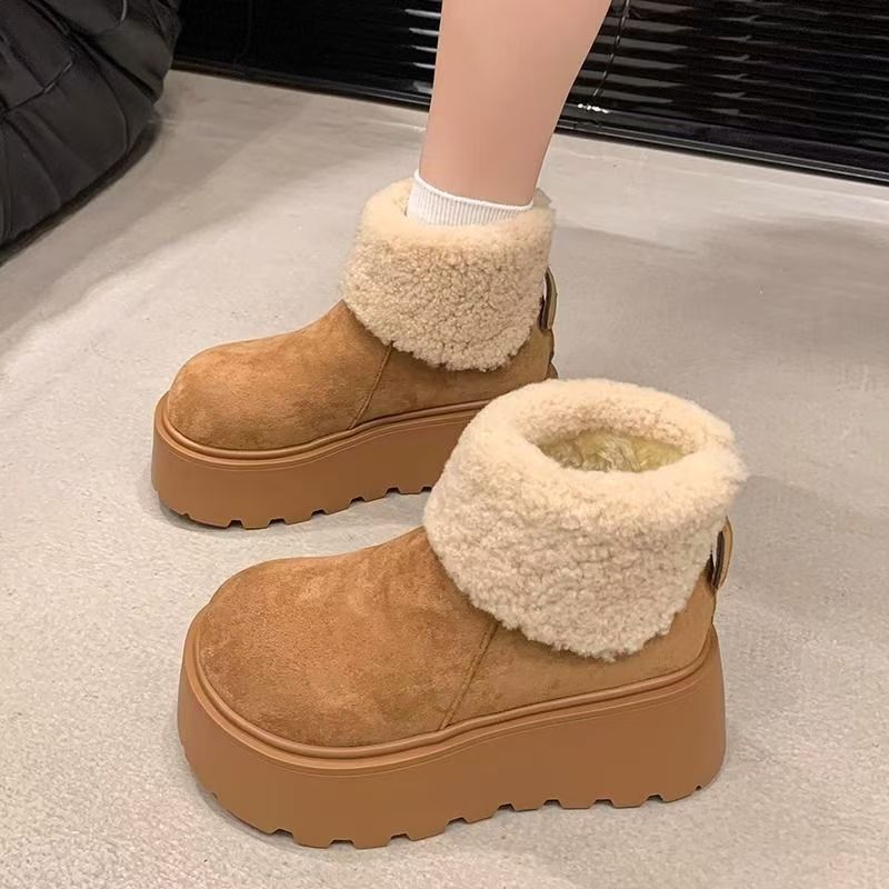 Mid tube plush warm casual cotton shoes  E286