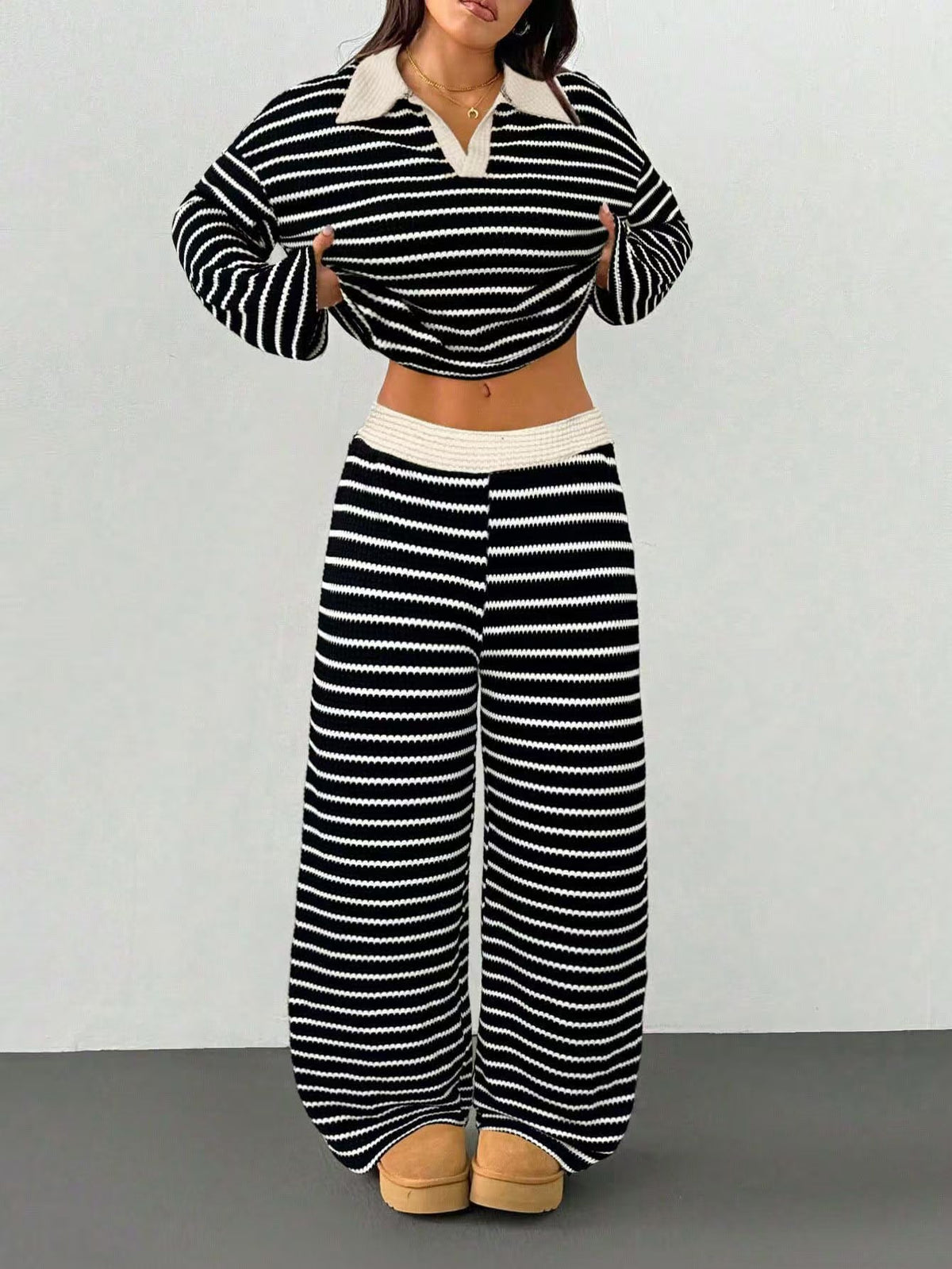 Casual loose striped suit  E1491