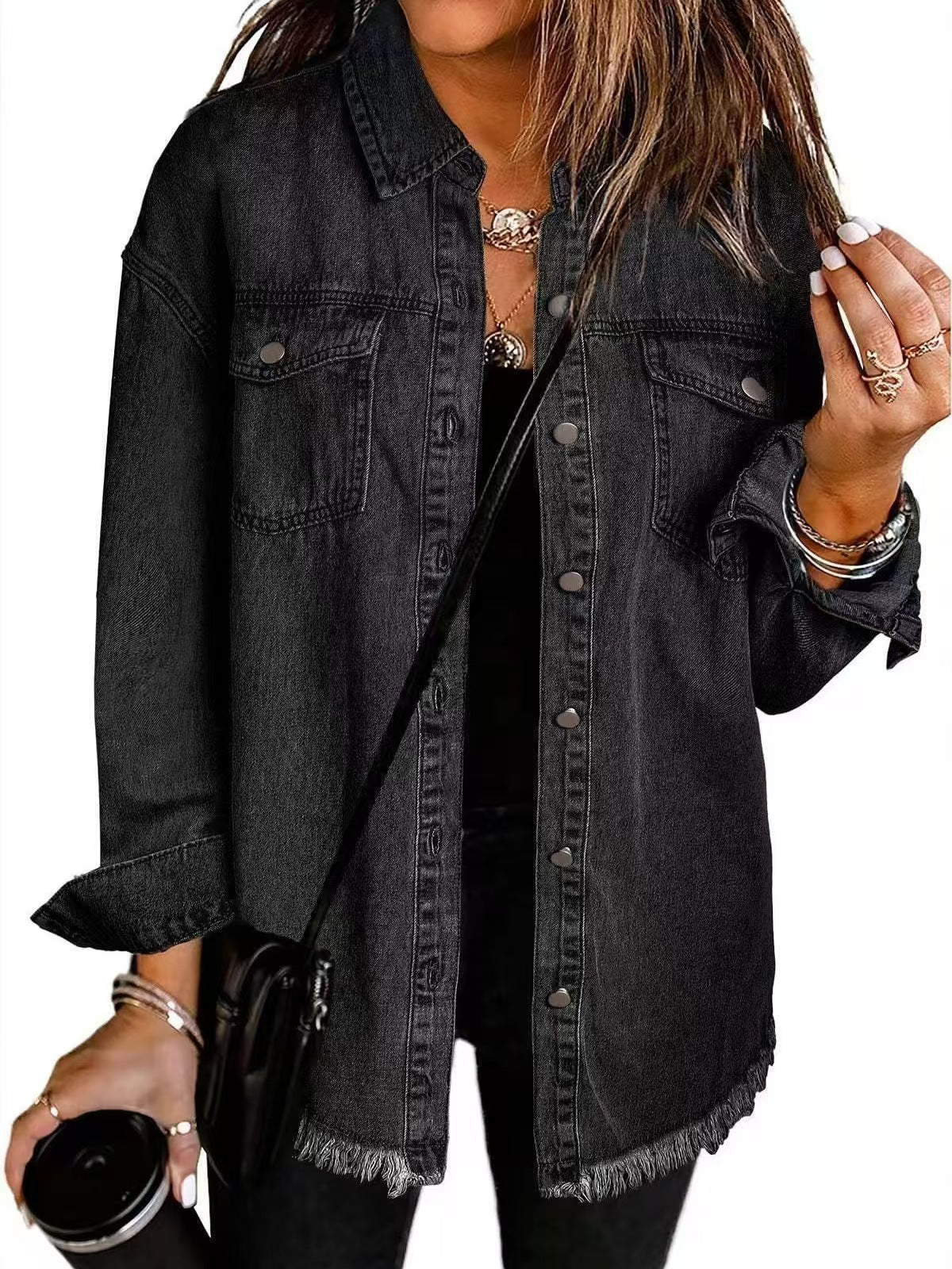Coat button worn hem jacket  E610