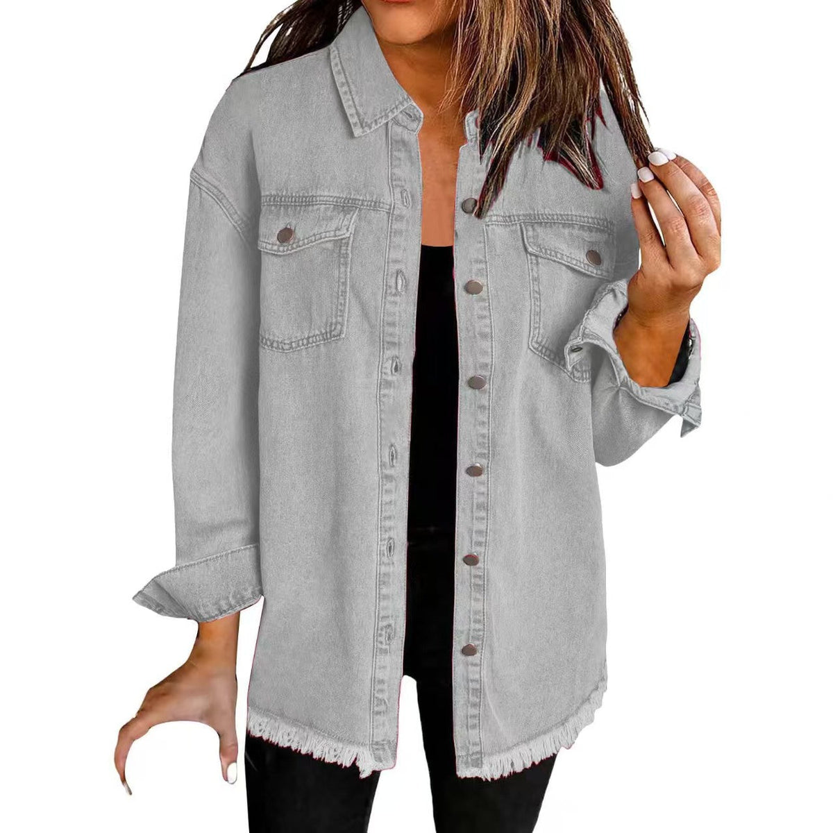 Coat button worn hem jacket  E610