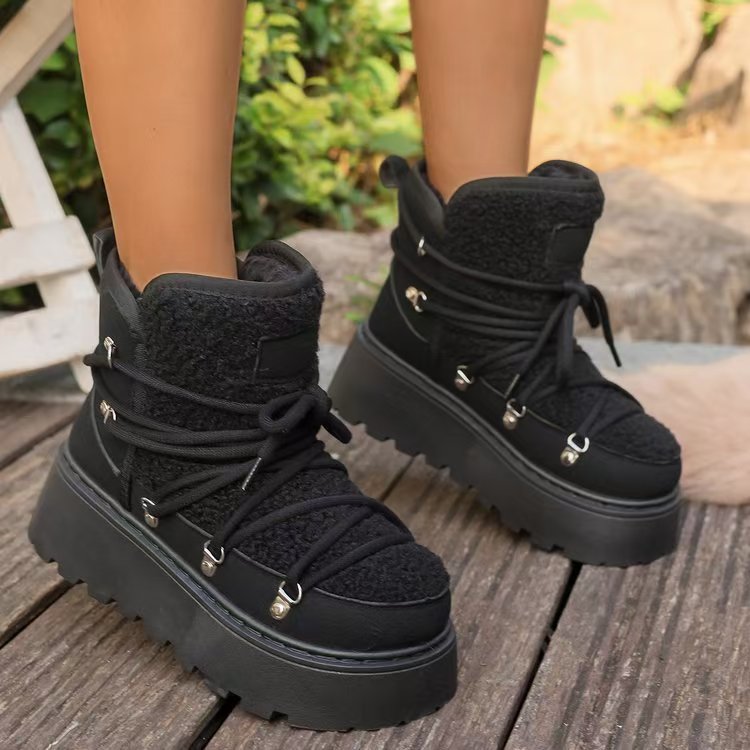 Thick soled cotton shoes with cross straps    E237