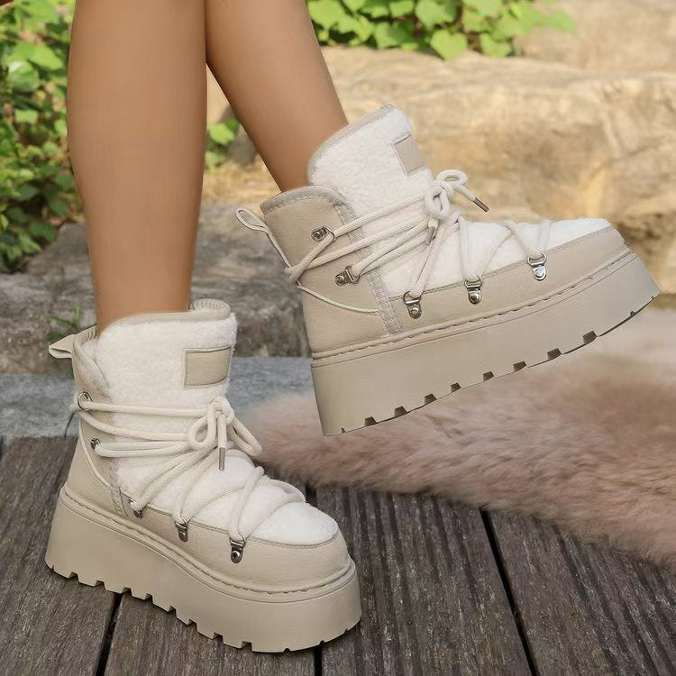 Thick soled cotton shoes with cross straps    E237