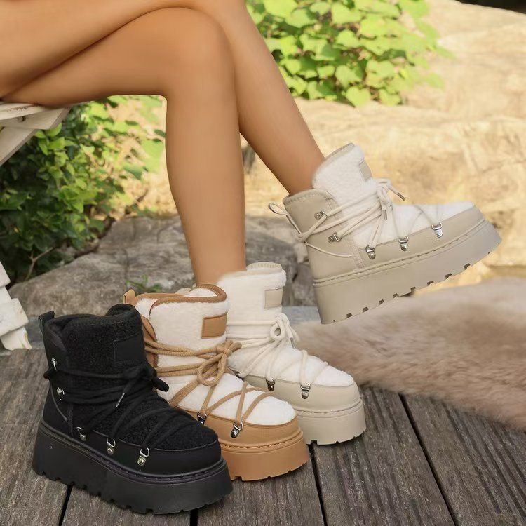 Thick soled cotton shoes with cross straps    E237