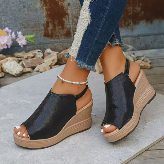 Ladies' high heels summer sandals with thick soles E1353