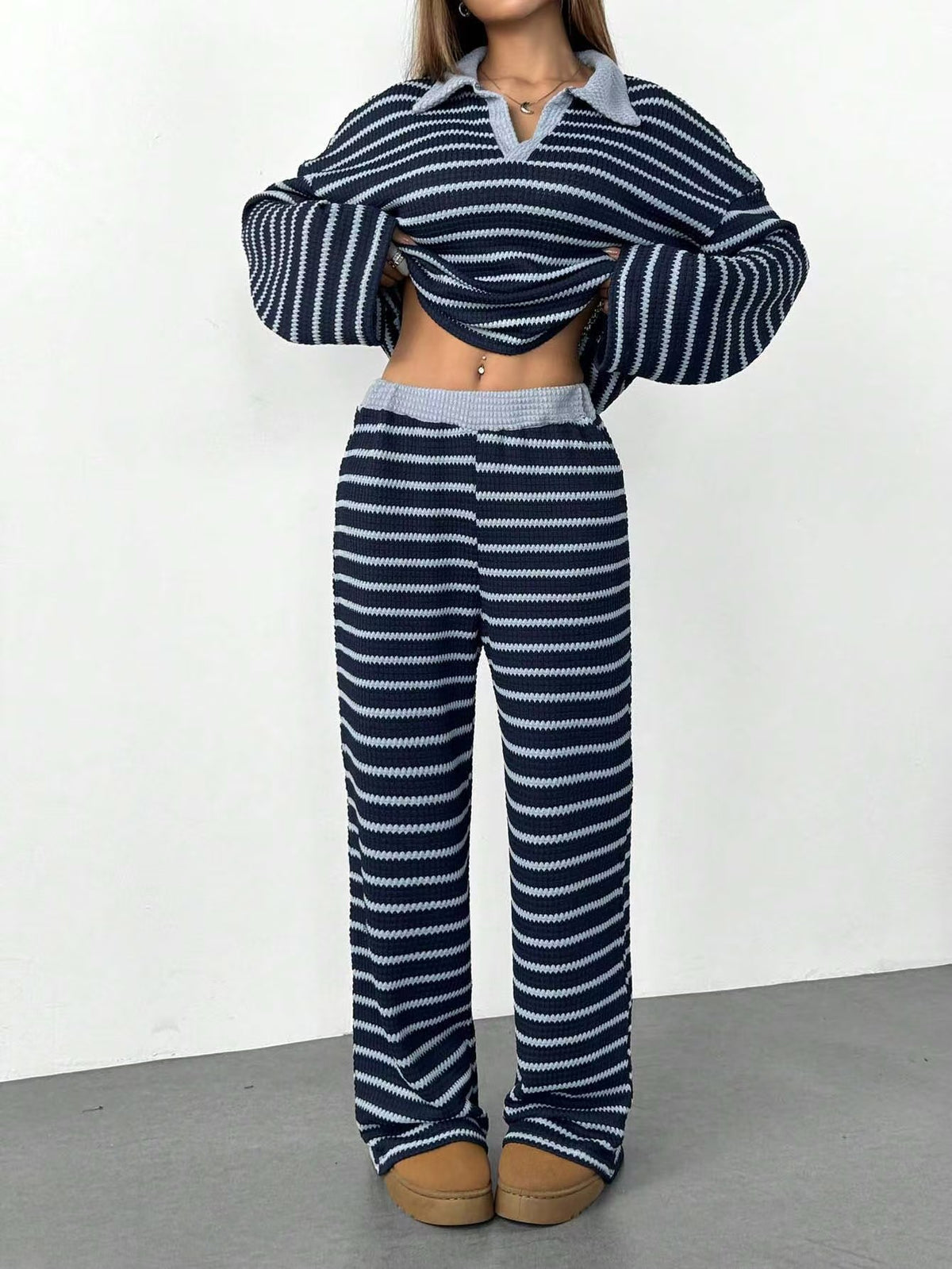 Casual loose striped suit  E1491